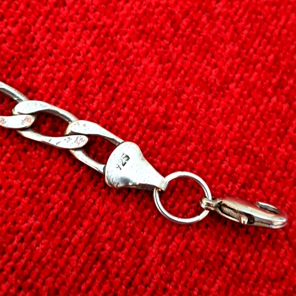 925 STERLING SILVER CURB LINK CHAIN BRACELET - Picture 6 of 7